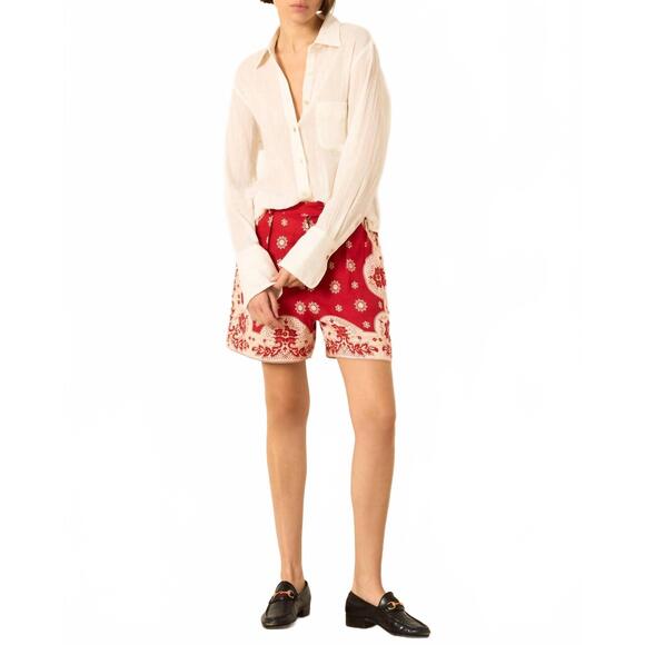 NEW ALIX OF BOHEMIA ondine dobby cotton button down shirt in white pearl - Picture 3 of 4